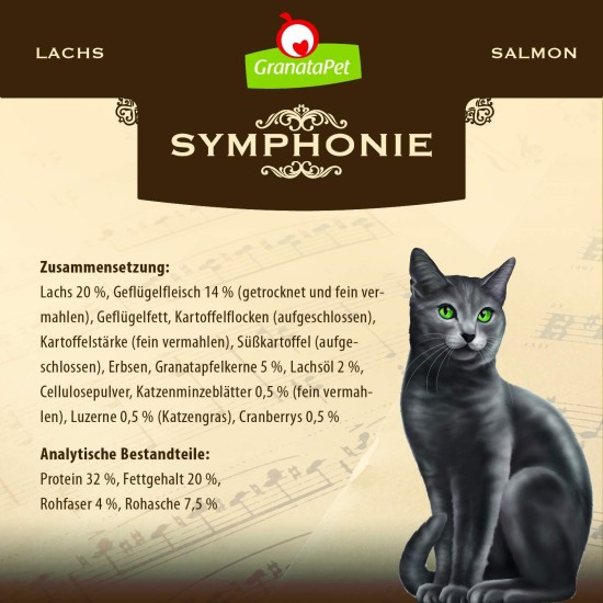 GranataPet Symphonie No. 2 Salmon, Dry Food for Cats, Complete Feed without Grains and Added Sugar, Tasty Cat Food with Fine Fish, 300 g GranataPet Symphonie No. 2 Salmon, Dry Food for Cats, Complete Feed without Grains and Added Sugar, Tasty Cat Food with Fine Fish, 300 g
