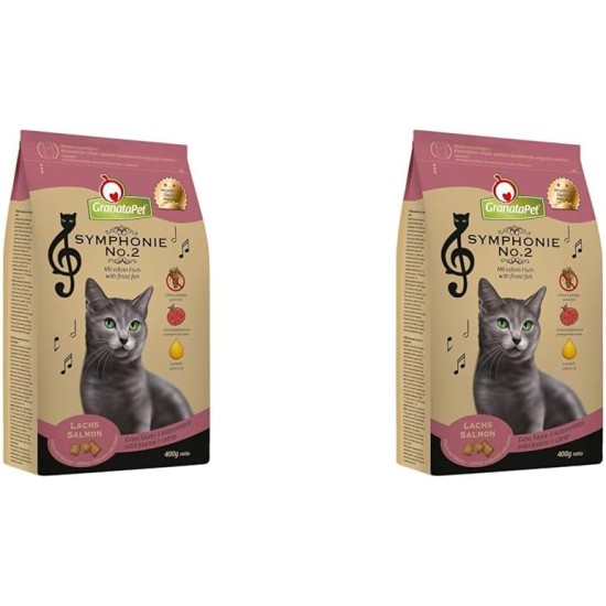 GranataPet Symphonie No. 2 Salmon, Dry Food for Cats, Complete Feed without Grains and Added Sugar, Tasty Cat Food with Fine Fish, 300 g GranataPet Symphonie No. 2 Salmon, Dry Food for Cats, Complete Feed without Grains and Added Sugar, Tasty Cat Food with Fine Fish, 300 g