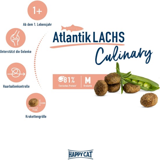 Happy Cat 70552 Culinary Adult Atlantik Salmon Dry Cat Food for Adult Cats and Hangovers 300 g Content Happy Cat 70552 Culinary Adult Atlantik Salmon Dry Cat Food for Adult Cats and Hangovers 300 g Content