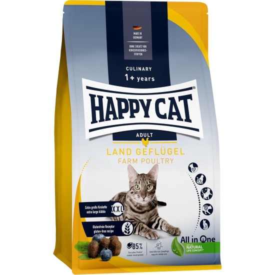 Happy Cat 70569 Culinary Adult Land Poultry Dry Cat Food for Adult Cats and Hangovers, 1.3 kg Content