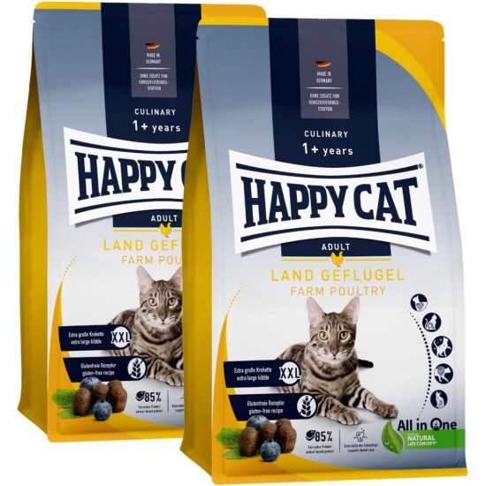 Happy Cat 70569 Culinary Adult Land Poultry Dry Cat Food for Adult Cats and Hangovers, 1.3 kg Content Happy Cat 70569 Culinary Adult Land Poultry Dry Cat Food for Adult Cats and Hangovers, 1.3 kg Content