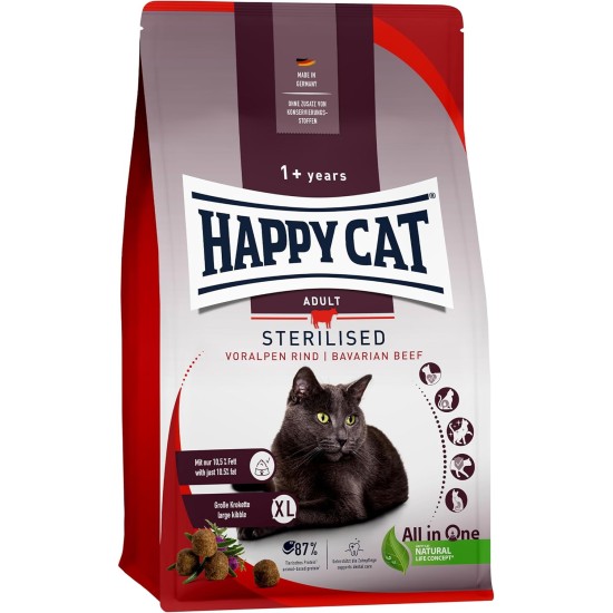 Happy Cat 70574 - Sterilised Adult Pre-Alps Beef - Dry Food for Sterilised Cats and Hangovers - 1.3 kg Content Happy Cat 70574 - Sterilised Adult Pre-Alps Beef - Dry Food for Sterilised Cats and Hangovers - 1.3 kg Content