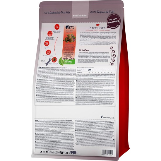 Happy Cat 70574 - Sterilised Adult Pre-Alps Beef - Dry Food for Sterilised Cats and Hangovers - 1.3 kg Content Happy Cat 70574 - Sterilised Adult Pre-Alps Beef - Dry Food for Sterilised Cats and Hangovers - 1.3 kg Content
