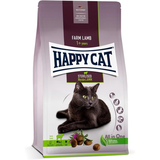 Happy Cat 70584 - Sterilised Adult Willow Lamb - Dry Cat Food for Sterilised Cats and Hangovers - 1.3 kg Content Happy Cat 70584 - Sterilised Adult Willow Lamb - Dry Cat Food for Sterilised Cats and Hangovers - 1.3 kg Content