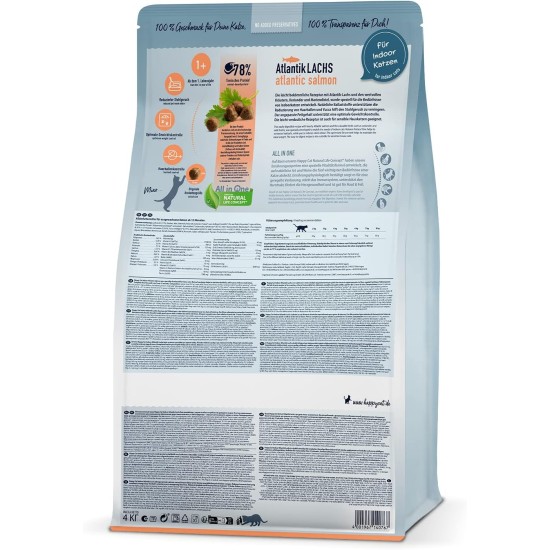 Happy Cat 70588 - Indoor Adult Atlantik Salmon - Dry Cat Food for Adult Cats and Hangovers - 1.3 kg Content Happy Cat 70588 - Indoor Adult Atlantik Salmon - Dry Cat Food for Adult Cats and Hangovers - 1.3 kg Content