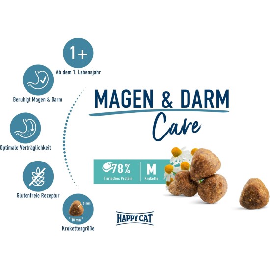 Happy Cat 70596 Care Stomach & Intestinal Dry Cat Food with Duck for Sensitive Cats and Hangovers 1.3 kg Content Happy Cat 70596 Care Stomach & Intestinal Dry Cat Food with Duck for Sensitive Cats and Hangovers 1.3 kg Content
