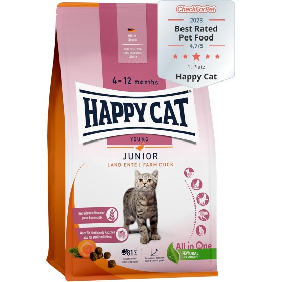 Happy Cat Young Junior Land Duck 70543 Dry Cat Food for Young Cats from 4th Month 300 g Content Happy Cat Young Junior Land Duck 70543 Dry Cat Food for Young Cats from 4th Month 300 g Content