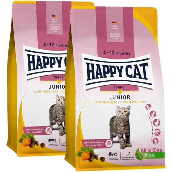 Happy Cat Young Junior Land Duck 70543 Dry Cat Food for Young Cats from 4th Month 300 g Content Happy Cat Young Junior Land Duck 70543 Dry Cat Food for Young Cats from 4th Month 300 g Content