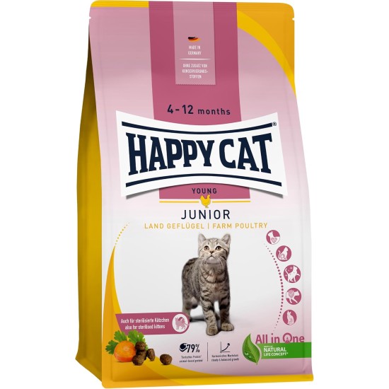 Happy Cat Young Junior Land Poultry 70538 Dry Cat Food for Young Cats from 4th Month 300 g Content Happy Cat Young Junior Land Poultry 70538 Dry Cat Food for Young Cats from 4th Month 300 g Content