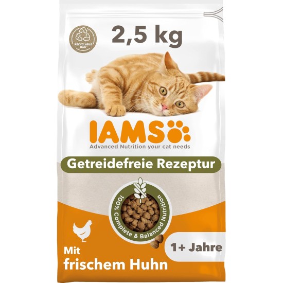 IAMS Cat Food Grain-Free with Chicken - Dry Food for Adult Cats from 1 Year Old, 2.5 kg IAMS Cat Food Grain-Free with Chicken - Dry Food for Adult Cats from 1 Year Old, 2.5 kg