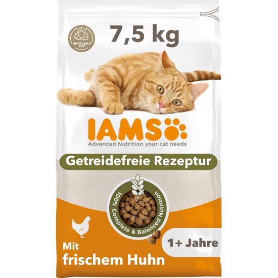 IAMS Cat Food Grain-Free with Chicken - Dry Food for Adult Cats from 1 Year Old, 2.5 kg IAMS Cat Food Grain-Free with Chicken - Dry Food for Adult Cats from 1 Year Old, 2.5 kg