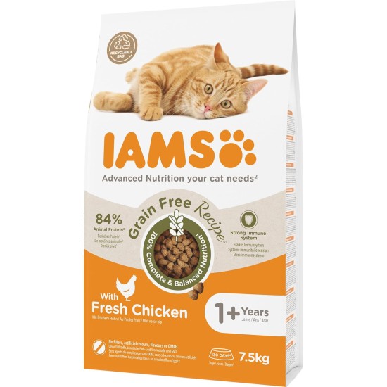 IAMS Cat Food Grain-Free with Chicken - Dry Food for Adult Cats from 1 Year Old, 2.5 kg IAMS Cat Food Grain-Free with Chicken - Dry Food for Adult Cats from 1 Year Old, 2.5 kg