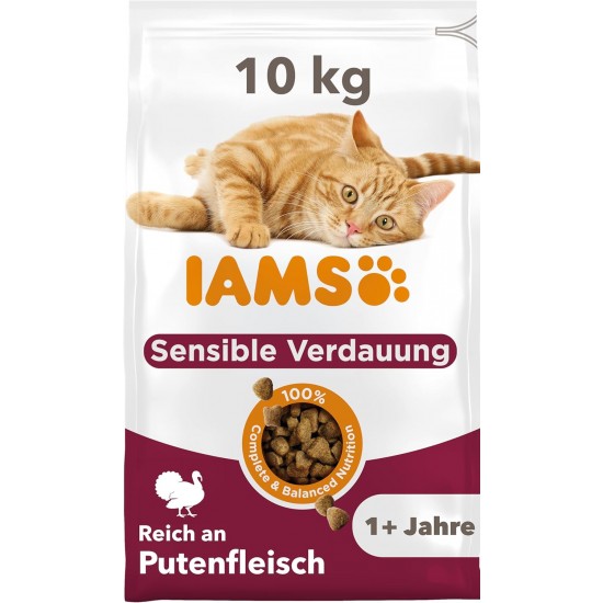 IAMS Sensitive Digestion Cat Food Dry with Turkey - Dry Food for Cats with Sensitive Stomachs from 1 Year, 10 kg IAMS Sensitive Digestion Cat Food Dry with Turkey - Dry Food for Cats with Sensitive Stomachs from 1 Year, 10 kg