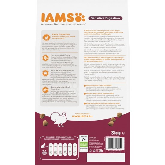 IAMS Sensitive Digestion Cat Food Dry with Turkey - Dry Food for Cats with Sensitive Stomachs from 1 Year, 10 kg IAMS Sensitive Digestion Cat Food Dry with Turkey - Dry Food for Cats with Sensitive Stomachs from 1 Year, 10 kg