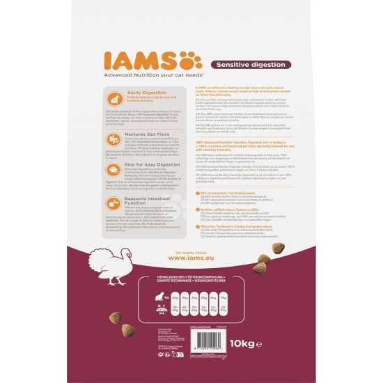 IAMS Sensitive Digestion Cat Food Dry with Turkey - Dry Food for Cats with Sensitive Stomachs from 1 Year, 10 kg IAMS Sensitive Digestion Cat Food Dry with Turkey - Dry Food for Cats with Sensitive Stomachs from 1 Year, 10 kg