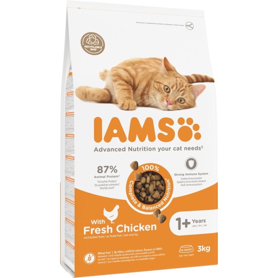 IAMS for Vitality Dry Cat Food with Chicken — Dry Food for Cats Aged 1-6 Years, 3 kg (Pack of 1) IAMS for Vitality Dry Cat Food with Chicken — Dry Food for Cats Aged 1-6 Years, 3 kg (Pack of 1)