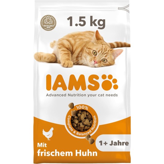 IAMS for Vitality Dry Cat Food with Chicken — Dry Food for Cats Aged 1-6 Years, 3 kg (Pack of 1) IAMS for Vitality Dry Cat Food with Chicken — Dry Food for Cats Aged 1-6 Years, 3 kg (Pack of 1)