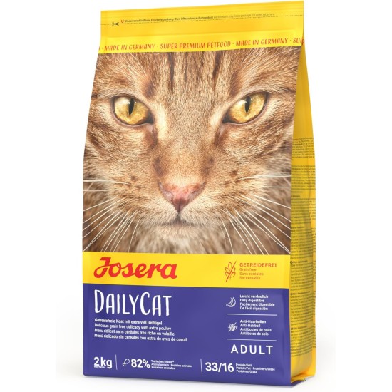 JOSERA DailyCat (1 x 2 kg) | Adult | Premium Dry Food for Adult Cats | Poultry & Sweet Potato | Exquisite Herbs & Healthy Fruits | Grain-Free | Cat Food | Pack of 1 JOSERA DailyCat (1 x 2 kg) | Adult | Premium Dry Food for Adult Cats | Poultry & Sweet Potato | Exquisite Herbs & Healthy Fruits | Grain-Free | Cat Food | Pack of 1