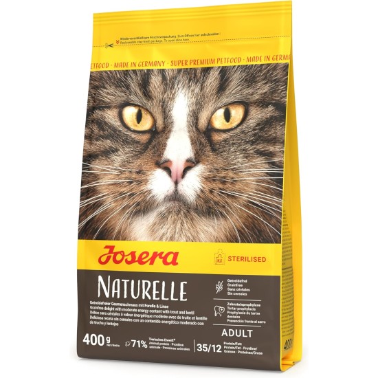 JOSERA Naturelle (1 x 10 kg) | Adult | Premium Dry Food for Adult Sterilised Cats | Poultry & Trout | with Moderate Fat Content | Grain-Free | Cat Food | Pack of 1 JOSERA Naturelle (1 x 10 kg) | Adult | Premium Dry Food for Adult Sterilised Cats | Poultry & Trout | with Moderate Fat Content | Grain-Free | Cat Food | Pack of 1