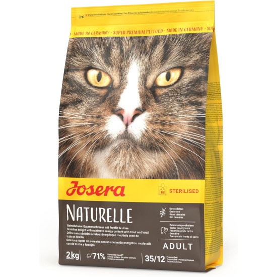 JOSERA Naturelle (1 x 10 kg) | Adult | Premium Dry Food for Adult Sterilised Cats | Poultry & Trout | with Moderate Fat Content | Grain-Free | Cat Food | Pack of 1 JOSERA Naturelle (1 x 10 kg) | Adult | Premium Dry Food for Adult Sterilised Cats | Poultry & Trout | with Moderate Fat Content | Grain-Free | Cat Food | Pack of 1