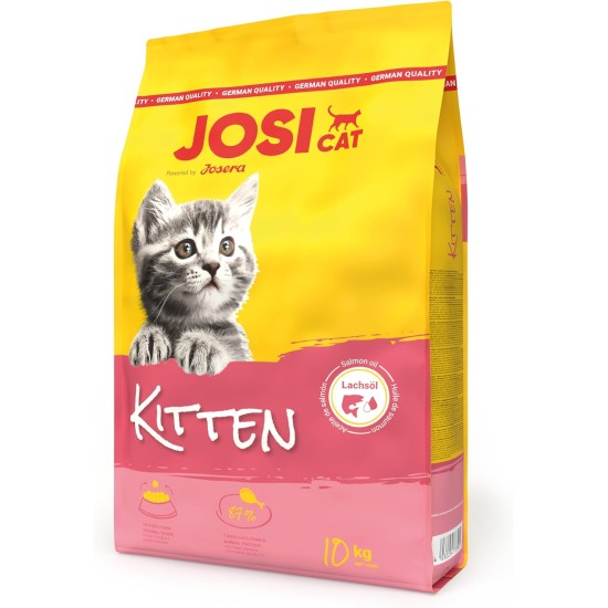 JosiCat Kitten (1 x 10 kg) Junior Premium Dry Food for Growing and Carrying & Lactating Cats with High Energy Content & Valuable Salmon Oil & Vitamins Powered by Josera Pack of 1 JosiCat Kitten (1 x 10 kg) Junior Premium Dry Food for Growing and Carrying & Lactating Cats with High Energy Content & Valuable Salmon Oil & Vitamins Powered by Josera Pack of 1