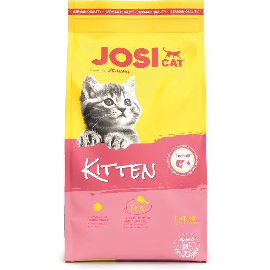 JosiCat Kitten (1 x 10 kg) Junior Premium Dry Food for Growing and Carrying & Lactating Cats with High Energy Content & Valuable Salmon Oil & Vitamins Powered by Josera Pack of 1 JosiCat Kitten (1 x 10 kg) Junior Premium Dry Food for Growing and Carrying & Lactating Cats with High Energy Content & Valuable Salmon Oil & Vitamins Powered by Josera Pack of 1
