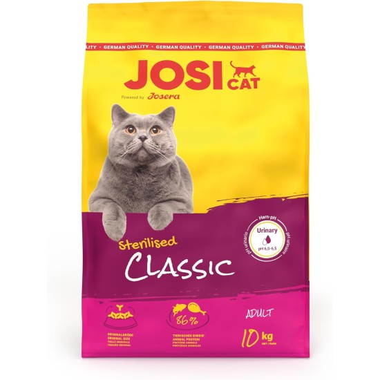 JosiCat Sterilised Classic (1 x 10 kg) | Adult | Premium Dry Food for Castrated Cats | with Low Fat and Lots of Protein | Powered by Josera | Cat Food | Complete Food | Pack of 1 JosiCat Sterilised Classic (1 x 10 kg) | Adult | Premium Dry Food for Castrated Cats | with Low Fat and Lots of Protein | Powered by Josera | Cat Food | Complete Food | Pack of 1