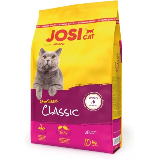 JosiCat Sterilised Classic (1 x 10 kg) | Adult | Premium Dry Food for Castrated Cats | with Low Fat and Lots of Protein | Powered by Josera | Cat Food | Complete Food | Pack of 1 JosiCat Sterilised Classic (1 x 10 kg) | Adult | Premium Dry Food for Castrated Cats | with Low Fat and Lots of Protein | Powered by Josera | Cat Food | Complete Food | Pack of 1
