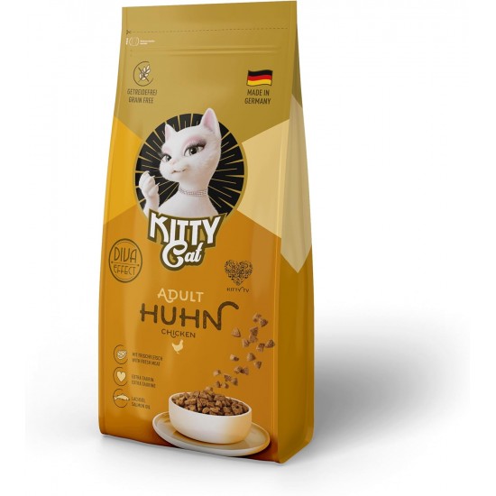 KITTY Cat Chicken Adult, 3 kg, Dry Food with High Meat Content for Adult Cats, Grain-Free Cat Food with Taurine and Salmon Oil, Made in Germany KITTY Cat Chicken Adult, 3 kg, Dry Food with High Meat Content for Adult Cats, Grain-Free Cat Food with Taurine and Salmon Oil, Made in Germany