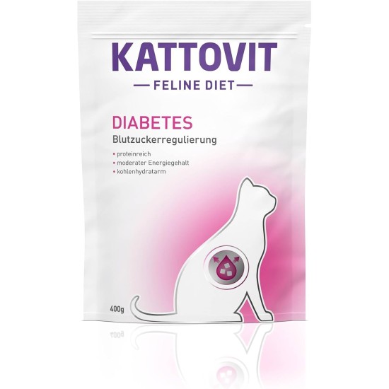 Kattovit - Diabetes Dry Food for Cats | Diet Cat Dry Food Especially for Cats with Diabetes or Obesity. Blood Glucose Regulating Cat Diet Food | 6 x 400 g Kattovit - Diabetes Dry Food for Cats | Diet Cat Dry Food Especially for Cats with Diabetes or Obesity. Blood Glucose Regulating Cat Diet Food | 6 x 400 g