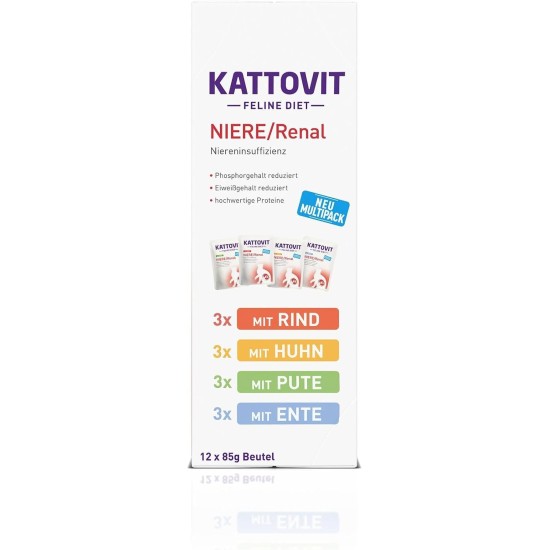 Kattovit - Kidney / Renal Dry Cat Food | Cat Dry Food to Support Kidney Function for Adult Cats Diet Food as Complete Food | 6 x 400g Chicken Kattovit - Kidney / Renal Dry Cat Food | Cat Dry Food to Support Kidney Function for Adult Cats Diet Food as Complete Food | 6 x 400g Chicken