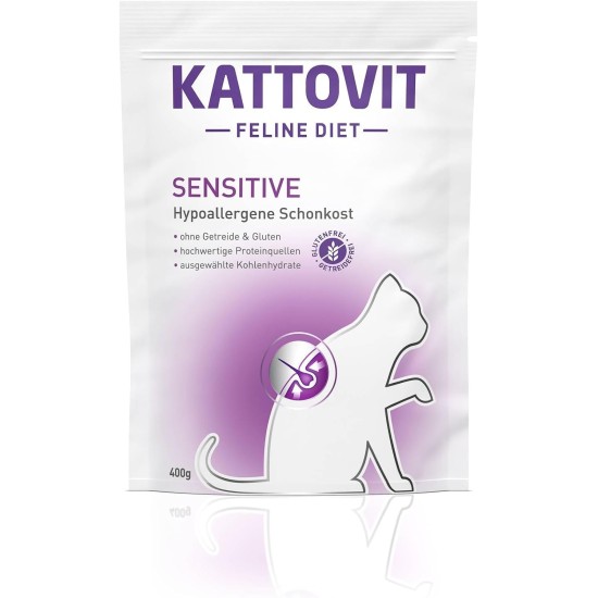 Kattovit - Sensitive Dry Food for Cats | Diet Cat Food as Complete Food. Hypoallergenic Gentle Food for Adult Cats. Gluten & Grain-Free Cat Dry Food | 6 x 400 g Kattovit - Sensitive Dry Food for Cats | Diet Cat Food as Complete Food. Hypoallergenic Gentle Food for Adult Cats. Gluten & Grain-Free Cat Dry Food | 6 x 400 g