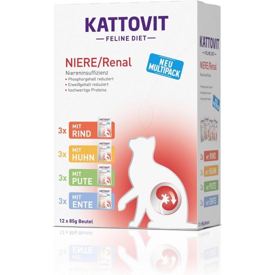 Kattovit kidney diet for cats, a pack of 1 (1 x 4 kg) Kattovit kidney diet for cats, a pack of 1 (1 x 4 kg)