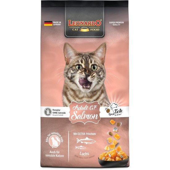 LEONARDO Adult GF Salmon [7.5 kg] Cat Food, Grain-Free Dry Food for Cats, Complete Food for Adult Cats of All Breeds from 1 Year