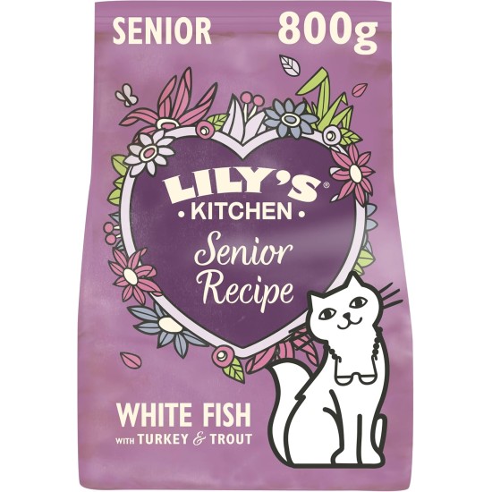 Lily's Kitchen Made with natural ingredients, dry food for cats, white fish with turkey and trout, grain-free formula, 4 x 800 g Lily's Kitchen Made with natural ingredients, dry food for cats, white fish with turkey and trout, grain-free formula, 4 x 800 g