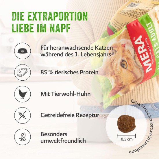 MERA Cats Kitten Chicken (2 kg), Dry Food for Adolescent Cats, Grain-Free & Sustainable, Dry Food with High Meat Content MERA Cats Kitten Chicken (2 kg), Dry Food for Adolescent Cats, Grain-Free & Sustainable, Dry Food with High Meat Content