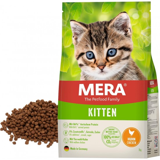 MERA Cats Kitten Chicken (2 kg), Dry Food for Adolescent Cats, Grain-Free Dry Food with High Meat Content MERA Cats Kitten Chicken (2 kg), Dry Food for Adolescent Cats, Grain-Free Dry Food with High Meat Content