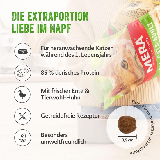MERA Cats Kitten Duck (2 kg), Dry Food for Adolescent Cats and Kittens, Grain-Free & Sustainable, Cat Dry Food with High Meat Content MERA Cats Kitten Duck (2 kg), Dry Food for Adolescent Cats and Kittens, Grain-Free & Sustainable, Cat Dry Food with High Meat Content