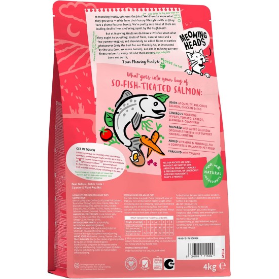 Meowing Heads Dry Cat Food - So-Fish-Ticated Salmon - 100% Natural Salmon and Chicken with No Artificial Flavours, Good for Healthy Digestion, 1.5 kg Meowing Heads Dry Cat Food - So-Fish-Ticated Salmon - 100% Natural Salmon and Chicken with No Artificial Flavours, Good for Healthy Digestion, 1.5 kg