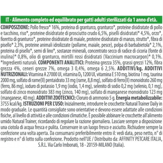 Natural Tr. Adult Cat Sterilised White Meat Kg. 3 Natural Tr. Adult Cat Sterilised White Meat Kg. 3