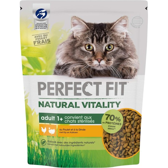 Natural Vitality Dry Food for Adult Cats - Suitable for Sterilised Cats - Complete Food with Natural Ingredients - Pack of 6 (6 x 1 kg) Natural Vitality Dry Food for Adult Cats - Suitable for Sterilised Cats - Complete Food with Natural Ingredients - Pack of 6 (6 x 1 kg)