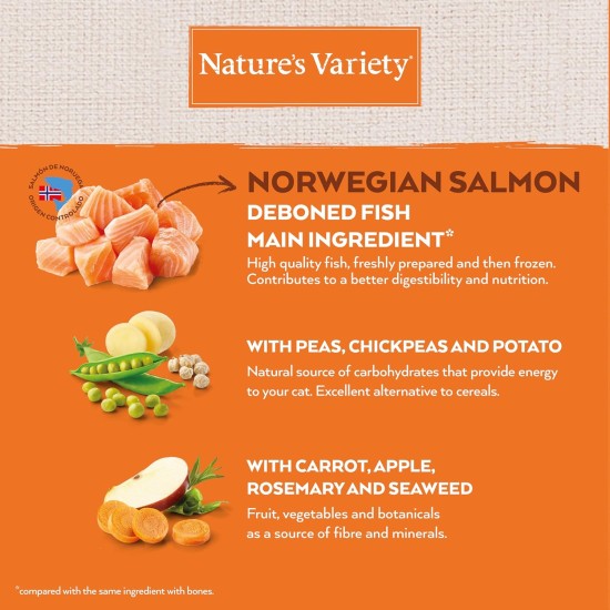 Nature's Variety Selected Adult Cat Dry Food - Grain Free - With Norwegian Salmon Without Edges - 7kg Nature's Variety Selected Adult Cat Dry Food - Grain Free - With Norwegian Salmon Without Edges - 7kg