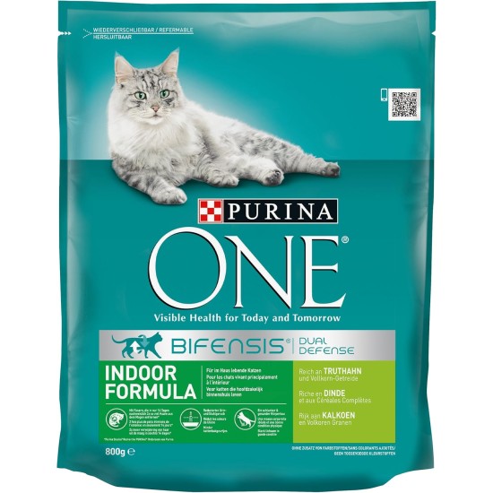 Nestle PURINA ONE Bifensis Indoor Formula Dry Cat Food for House Cats, Rich in Turkey, Pack of 6 (6 x 750 g) Nestle PURINA ONE Bifensis Indoor Formula Dry Cat Food for House Cats, Rich in Turkey, Pack of 6 (6 x 750 g)