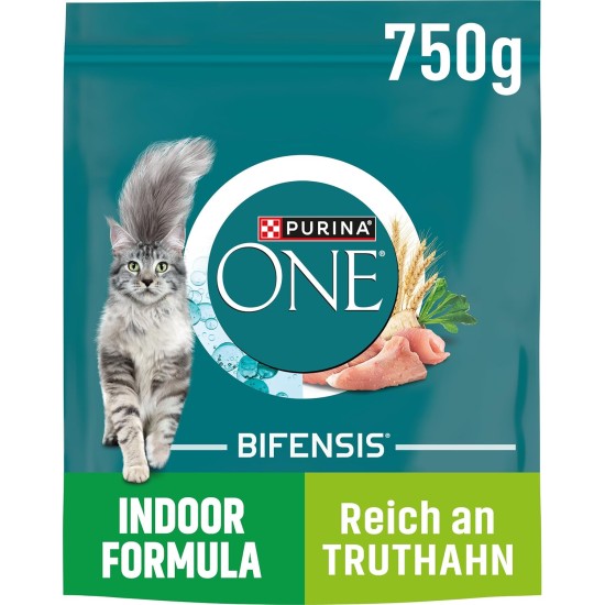 Nestle PURINA ONE Bifensis Indoor Formula Dry Cat Food for House Cats, Rich in Turkey, Pack of 6 (6 x 750 g) Nestle PURINA ONE Bifensis Indoor Formula Dry Cat Food for House Cats, Rich in Turkey, Pack of 6 (6 x 750 g)