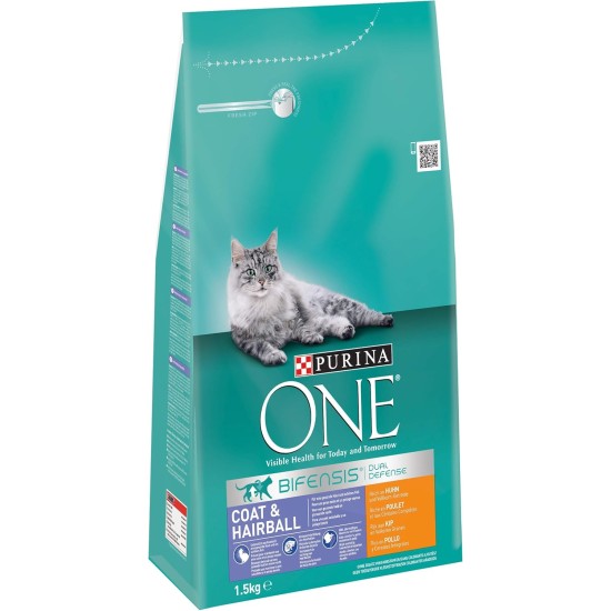 One Bifensis Coat & Hairball Dry Cat Food, Rich in Chicken, Pack of 6 (6 x 750 g) One Bifensis Coat & Hairball Dry Cat Food, Rich in Chicken, Pack of 6 (6 x 750 g)