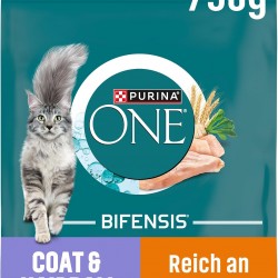 One Bifensis Coat & Hairball Dry Cat Food, Rich in Chicken, Pack of 6 (6 x 750 g)