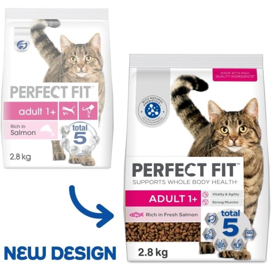 PERFECT FIT Adult Dry Food for Adult Cats from 1 Year - Salmon, 7 kg (1 Bag) PERFECT FIT Adult Dry Food for Adult Cats from 1 Year - Salmon, 7 kg (1 Bag)
