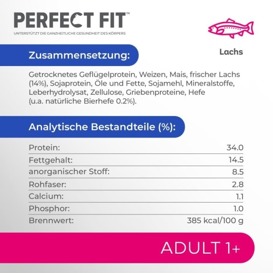 PERFECT FIT Adult Dry Food for Adult Cats from 1 Year - Salmon, 7 kg (1 Bag) PERFECT FIT Adult Dry Food for Adult Cats from 1 Year - Salmon, 7 kg (1 Bag)