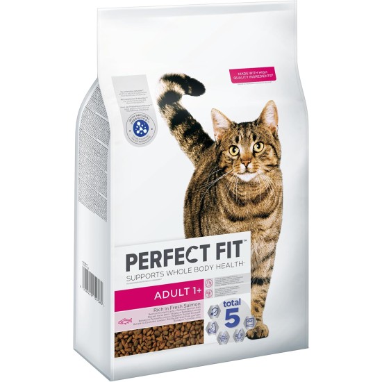 PERFECT FIT Adult Dry Food for Adult Cats from 1 Year - Salmon, 7 kg (1 Bag)