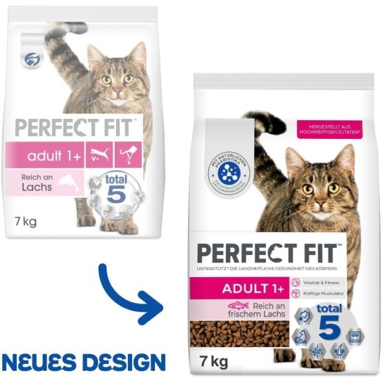 PERFECT FIT Adult Dry Food for Adult Cats from 1 Year - Salmon, 7 kg (1 Bag) PERFECT FIT Adult Dry Food for Adult Cats from 1 Year - Salmon, 7 kg (1 Bag)